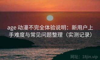 age 动漫不完全体验说明：新用户上手难度与常见问题整理（实测记录）