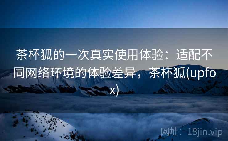 茶杯狐的一次真实使用体验：适配不同网络环境的体验差异，茶杯狐(upfox)