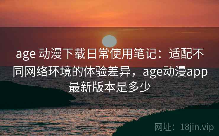 age 动漫下载日常使用笔记：适配不同网络环境的体验差异，age动漫app最新版本是多少