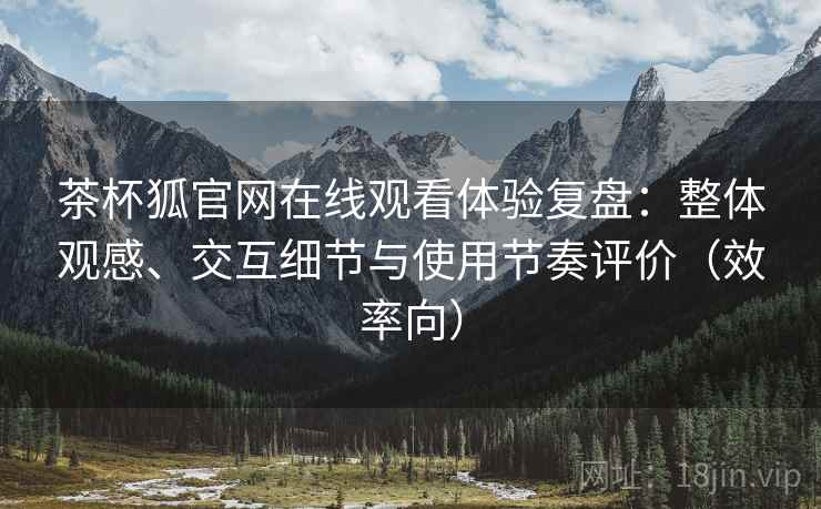 茶杯狐官网在线观看体验复盘：整体观感、交互细节与使用节奏评价（效率向）